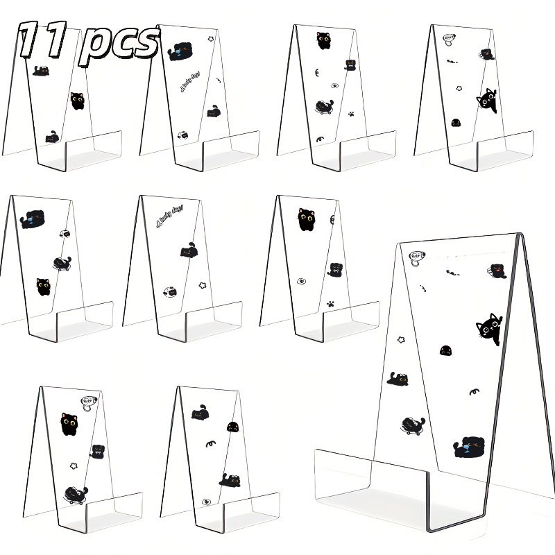 Clear Acrylic Book Stand Holder - 11개 세트 아크릴 책 진열대, 투명