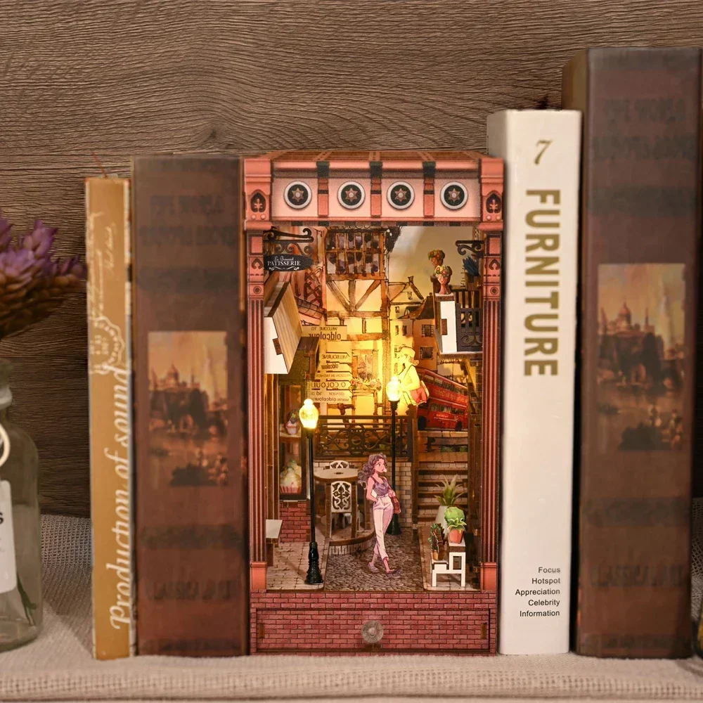 NEW 레트로 DIY 나무 책장 인서트 미니어처 키트, - Diy Wooden Book Nook Kit Shelf Insert 리뷰 및 가격